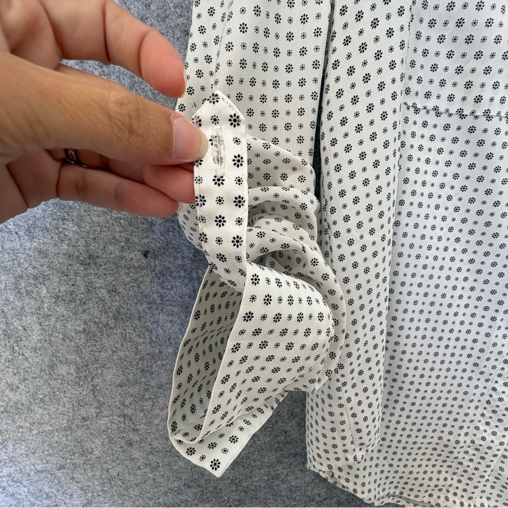 Ann Taylor Collared Button Down White And Black P… - image 4